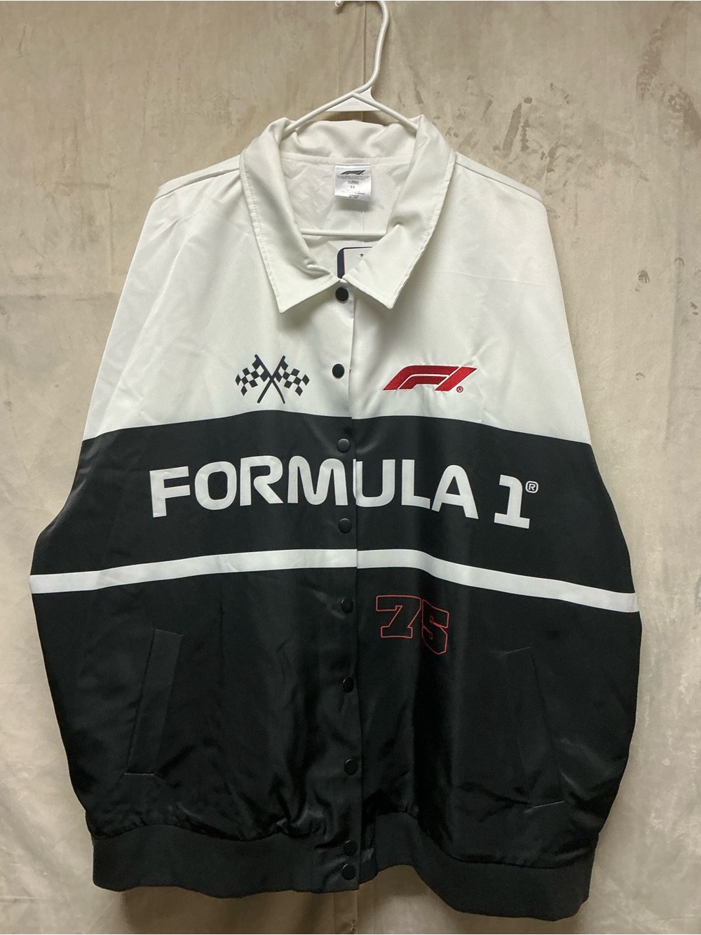 Formula 1 Racing Logo Coach Jacket - Black & White